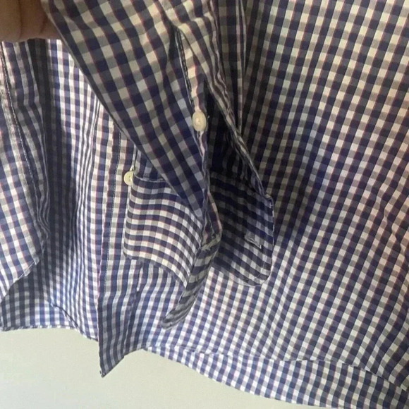 J. Crew Performance Slim Button Down Shirt Blue Red Gingham Cotton Men’s Size L - Picture 4 of 10